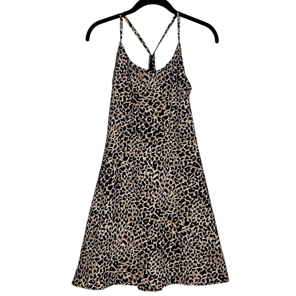 Outdoor Voices Leopard Skort Slip Dress in Black & Tan Animal Print Activewear M
